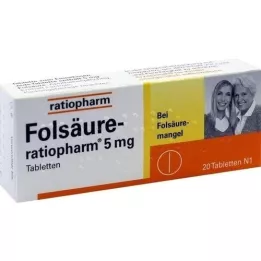 FOLSÄURE-RATIOPHARM 5 mg tabletes, 20 gab