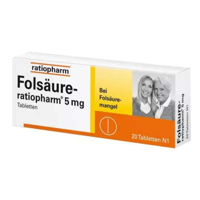 FOLSÄURE-RATIOPHARM 5 mg tabletes, 20 gab FOLSÄURE-RATIOPHARM 5 mg tabletes, 20 gab