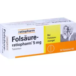 FOLSÄURE-RATIOPHARM 5 mg tabletes, 50 gab