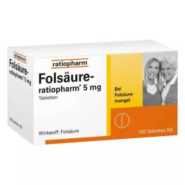 FOLSÄURE-RATIOPHARM 5 mg tabletes, 100 gab