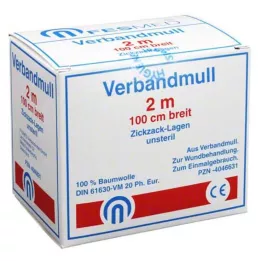 VERBANDMULL 2x1 m zigzagveida BW 20/100 nesterila, 1 gab