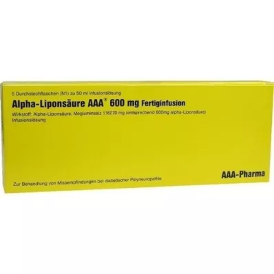 ALPHA LIPONSÄURE AAA 600 mg injekciju flakoni, 5X50 ml