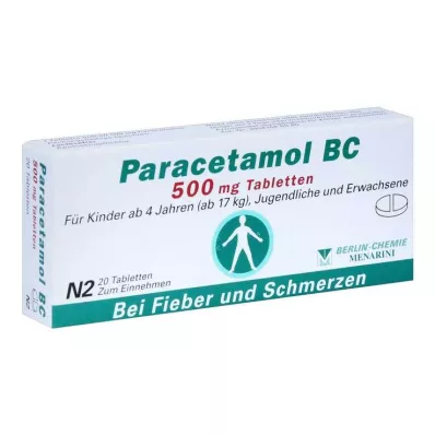 PARACETAMOL BC 500 mg tabletes, 20 gab PARACETAMOL BC 500 mg tabletes, 20 gab