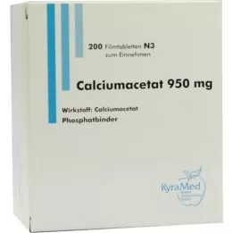 CALCIUMACETAT 950 mg apvalkotās tabletes, 200 gab