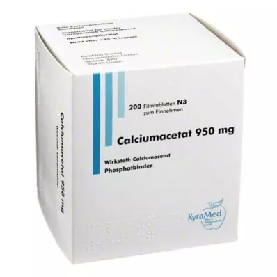CALCIUMACETAT 950 mg apvalkotās tabletes, 200 gab CALCIUMACETAT 950 mg apvalkotās tabletes, 200 gab