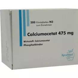 CALCIUMACETAT 475 mg apvalkotās tabletes, 200 gab