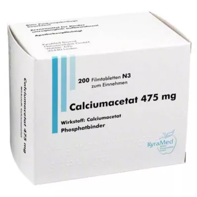 CALCIUMACETAT 475 mg apvalkotās tabletes, 200 gab CALCIUMACETAT 475 mg apvalkotās tabletes, 200 gab