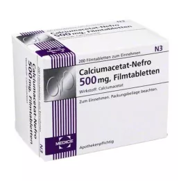 CALCIUMACETAT NEFRO 500 mg apvalkotās tabletes, 200 gab