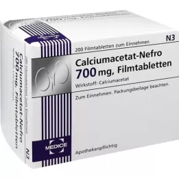 CALCIUMACETAT NEFRO 700 mg apvalkotās tabletes, 200 gab