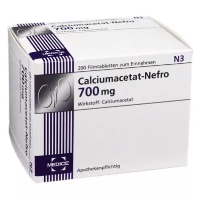 CALCIUMACETAT NEFRO 700 mg apvalkotās tabletes, 200 gab