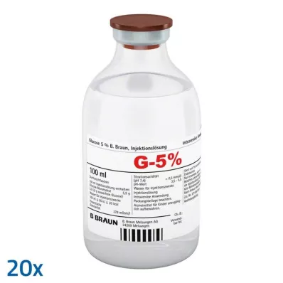 GLUCOSE 5% B.Braun šķīdums injekcijām, 20X100 ml GLUCOSE 5% B.Braun šķīdums injekcijām, 20X100 ml