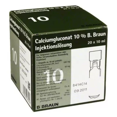 CALCIUMGLUCONAT 10% MPC Injekcijas šķīdums, 20X10 ml