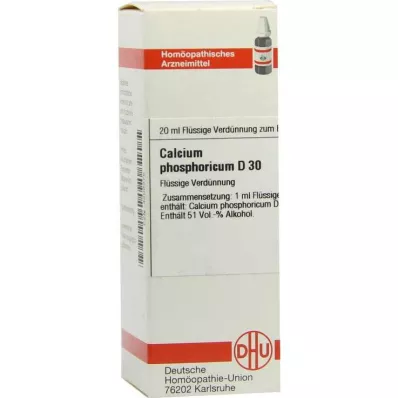 CALCIUM PHOSPHORICUM D 30 atšķaidījums, 20 ml CALCIUM PHOSPHORICUM D 30 atšķaidījums, 20 ml