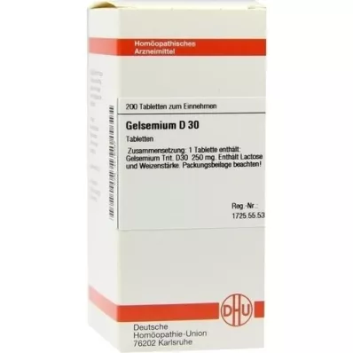 GELSEMIUM D 30 tabletes, 200 kapsulas