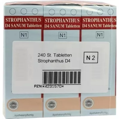 STROPHANTHUS D 4 Sanum tabletes, 3X80 kapsulas