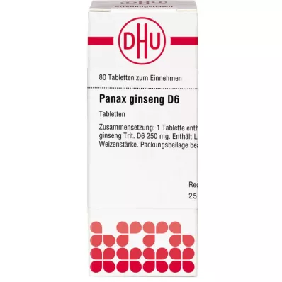 PANAX GINSENG D 6 tabletes, 80 kapsulas