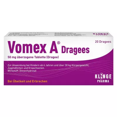 VOMEX A Dragees 50 mg apvalkotās tabletes, 20 gab VOMEX A Dragees 50 mg apvalkotās tabletes, 20 gab