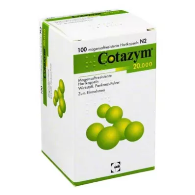 Cotazym 20 000 granulas zarnās šķīstošās kapsulas, 100 gab