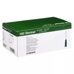 STERICAN Kannulas 21 Gx4 4/5 0,8x120 mm, 100 gab
