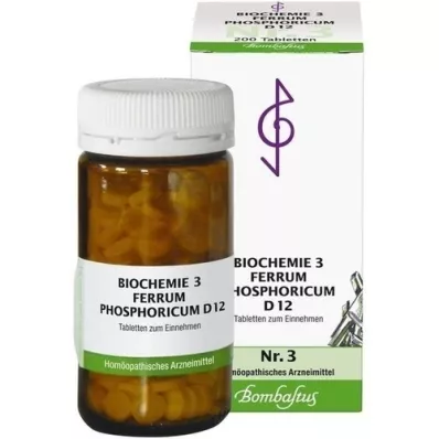 BIOCHEMIE 3 Ferrum phosphoricum D 12 tabletes, 200 kapsulas