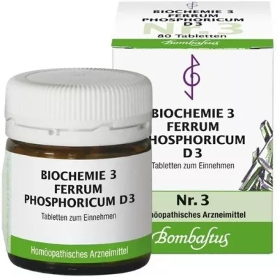BIOCHEMIE 3 Ferrum phosphoricum D 3 tabletes, 80 kapsulas