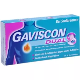 GAVISCON Divējādas 250 mg/106,5 mg/187,5 mg košļājamās tabletes, 16 gab
