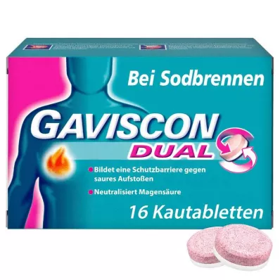 GAVISCON Divējādas 250 mg/106,5 mg/187,5 mg košļājamās tabletes, 16 gab GAVISCON Divējādas 250 mg/106,5 mg/187,5 mg košļājamās tabletes, 16 gab