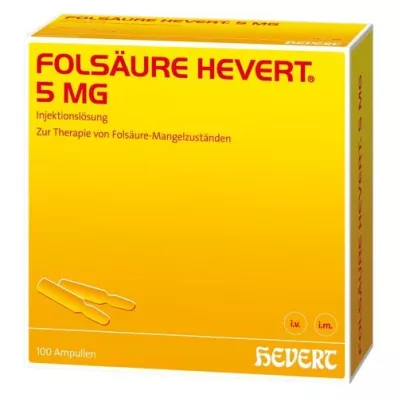 FOLSÄURE HEVERT 5 mg ampulas, 100 gab