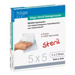 HÖGA-KOMPRESSEN 5x5 cm sterili 8 reizes, 5X2 gab