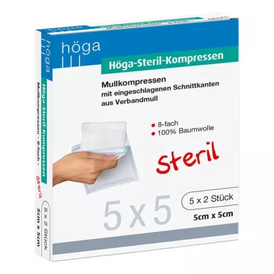 HÖGA-KOMPRESSEN 5x5 cm sterili 8 reizes, 5X2 gab HÖGA-KOMPRESSEN 5x5 cm sterili 8 reizes, 5X2 gab