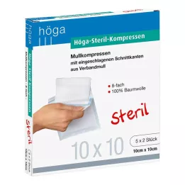 HÖGA-KOMPRESSEN 10x10 cm sterili 8 reizes, 5X2 gab