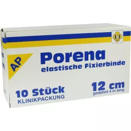 PORENA Elastīgs marles pārsējs 12 cm, balts, bez cello, 10 gab