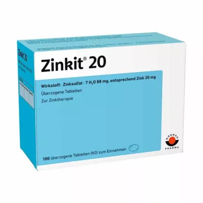 ZINKIT 20 apvalkotās tabletes, 100 gab ZINKIT 20 apvalkotās tabletes, 100 gab