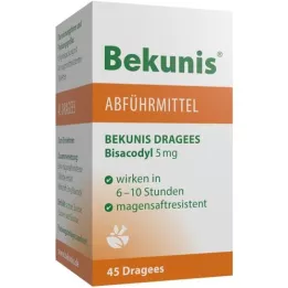 BEKUNIS Dragees Bisakodils 5 mg zarnās apvalkotās tabletes, 45 gab