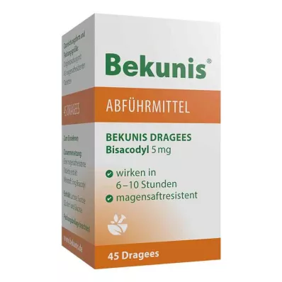 BEKUNIS Dragees Bisakodils 5 mg zarnās apvalkotās tabletes, 45 gab