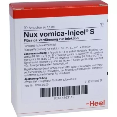 NUX VOMICA INJEEL S Ampulas, 10 gab