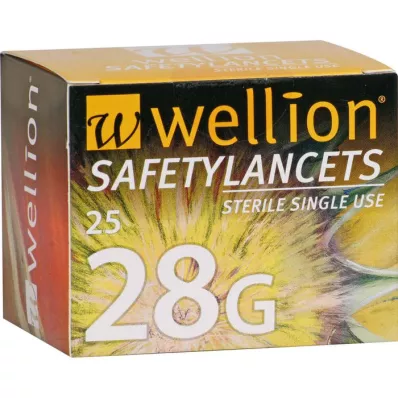 WELLION Safetylancets 28 G drošas vienreizlietojamas, 25 gab