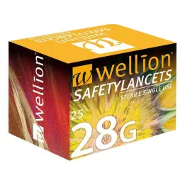 WELLION Safetylancets 28 G drošas vienreizlietojamas, 25 gab