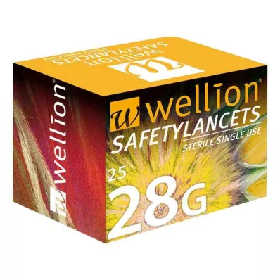 WELLION Safetylancets 28 G drošas vienreizlietojamas, 25 gab