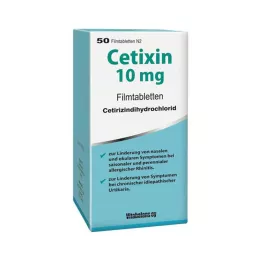CETIXIN 10 mg apvalkotās tabletes, 50 gab