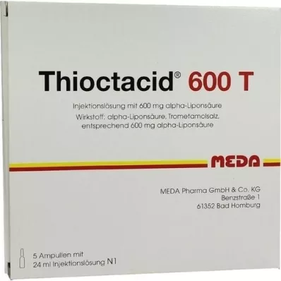 THIOCTACID 600 T šķīdums injekcijām, 5X24 ml