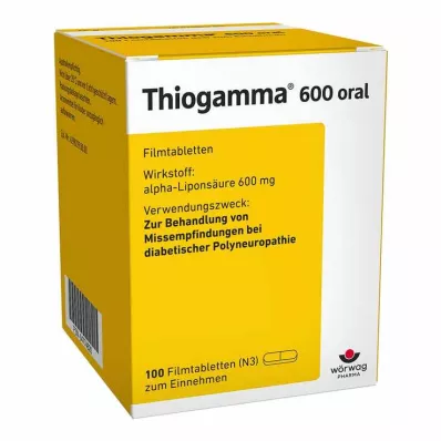 THIOGAMMA 600 iekšķīgi lietojamas apvalkotās tabletes, 100 gab THIOGAMMA 600 iekšķīgi lietojamas apvalkotās tabletes, 100 gab