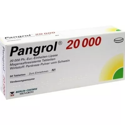 PANGROL 20 000 zarnu apvalkotās tabletes, 50 gab