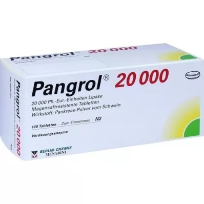 PANGROL 20 000 zarnu apvalkotās tabletes, 100 gab