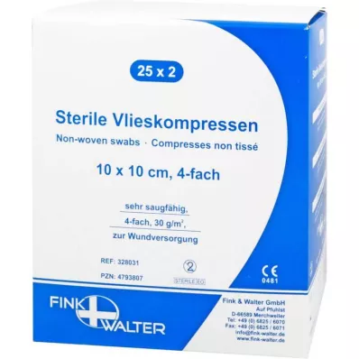 VLIESKOMPRESSEN 10x10 cm sterils četrkāršs, 25X2 gab VLIESKOMPRESSEN 10x10 cm sterils četrkāršs, 25X2 gab