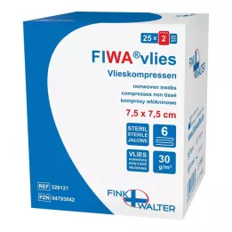 VLIESKOMPRESSEN 7,5x7,5 cm sterili 6 reizes, 25X2 gab