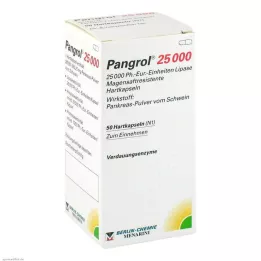 Pangrol 25000 cietās kapsulas ar zarnās šķīstošu apvalku, 50 gab