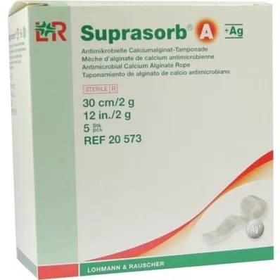 SUPRASORB A+Ag Antimic.Cal.Alginate Tamp.30 cm 2 g, 5 gab