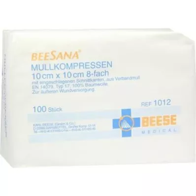 MULLKOMPRESSEN 10x10 cm nesterilas 8x, 100 gab