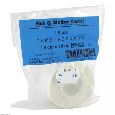 TAPE-Pārsējs 3,8 cmx10 m, balts, 1 gab TAPE-Pārsējs 3,8 cmx10 m, balts, 1 gab